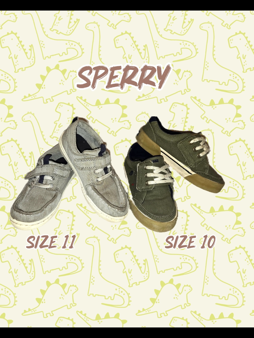 Sperry Kids Canvas Sneakers in Olive Green & Light Gray
